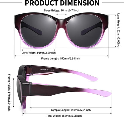 Sunglasses Fit Over Glasses for Women,Protection Sun Glasses Trendy Round Cat Eye.