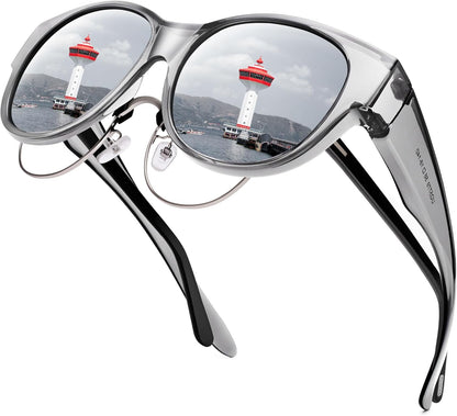 Sunglasses Fit Over Glasses for Women,Protection Sun Glasses Trendy Round Cat Eye.