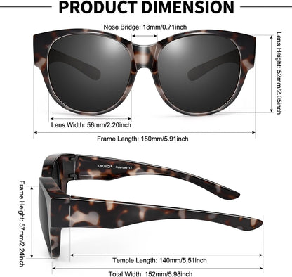 Sunglasses Fit Over Glasses for Women,Protection Sun Glasses Trendy Round Cat Eye.
