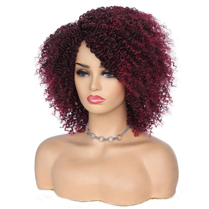 ✨ WIG SALE! ✨Buy two or more and get 15% OFF! 💥 Short Kinky Curly Wigs Side Part Afro Curly Wig