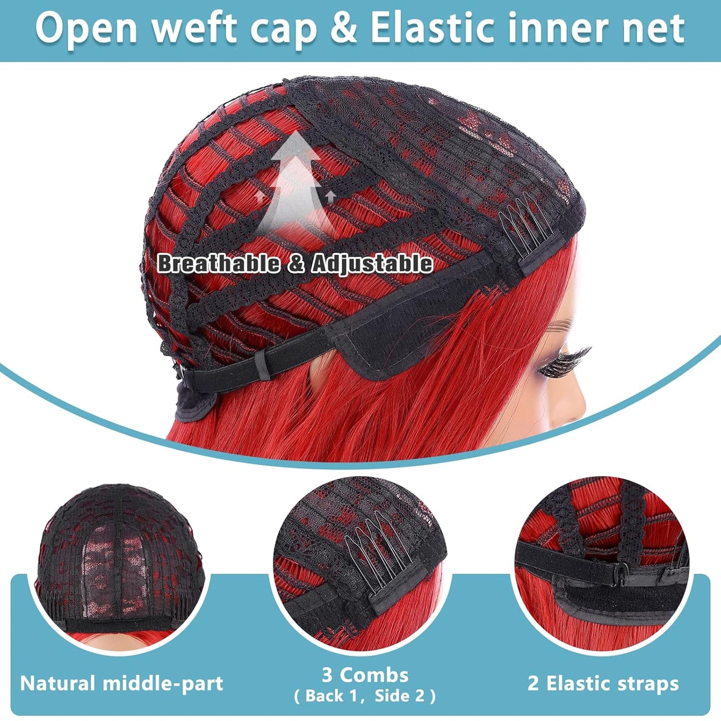 28 Inches Long Curly Wavy Red Wig Cosplay Wigs For Women-Red