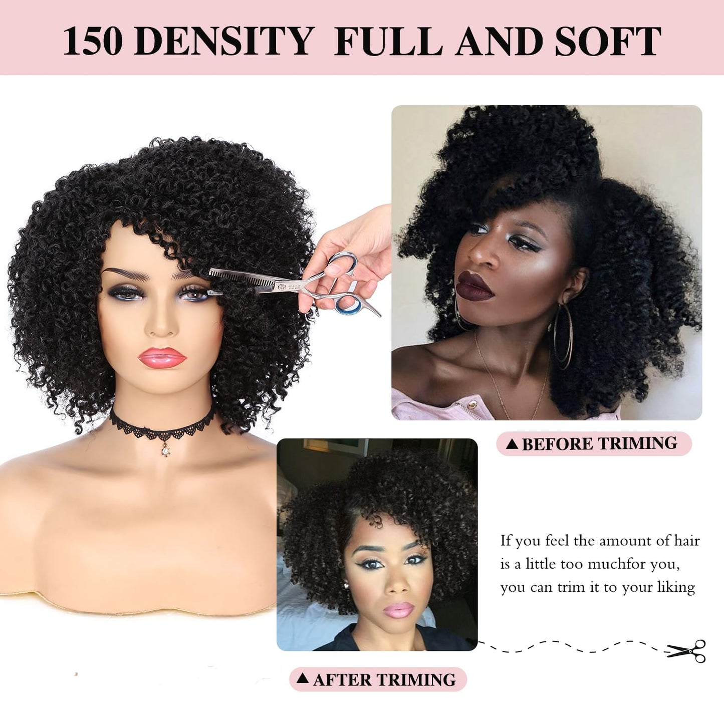 ✨ WIG SALE! ✨Buy two or more and get 15% OFF! 💥 Short Kinky Curly Wigs Side Part Afro Curly Wig