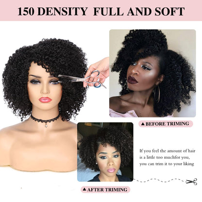 ✨ WIG SALE! ✨Buy two or more and get 15% OFF! 💥 Short Kinky Curly Wigs Side Part Afro Curly Wig