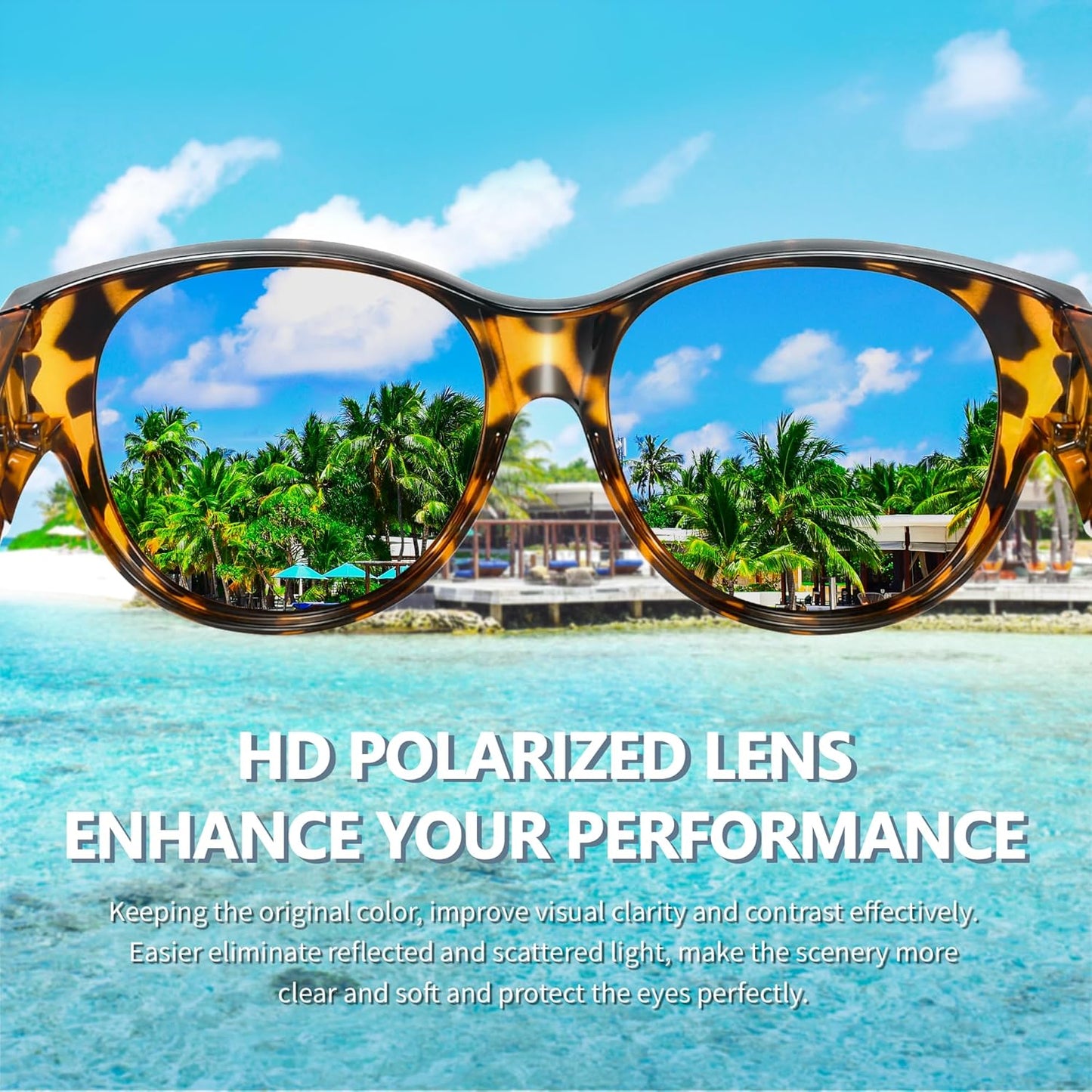 Sunglasses Fit Over Glasses for Women,Protection Sun Glasses Trendy Round Cat Eye.