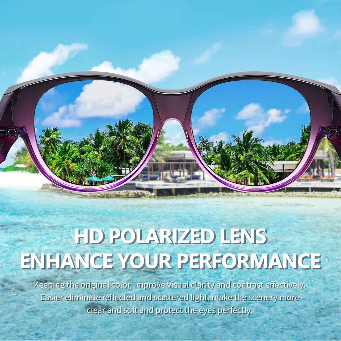 Sunglasses Fit Over Glasses for Women,Protection Sun Glasses Trendy Round Cat Eye.