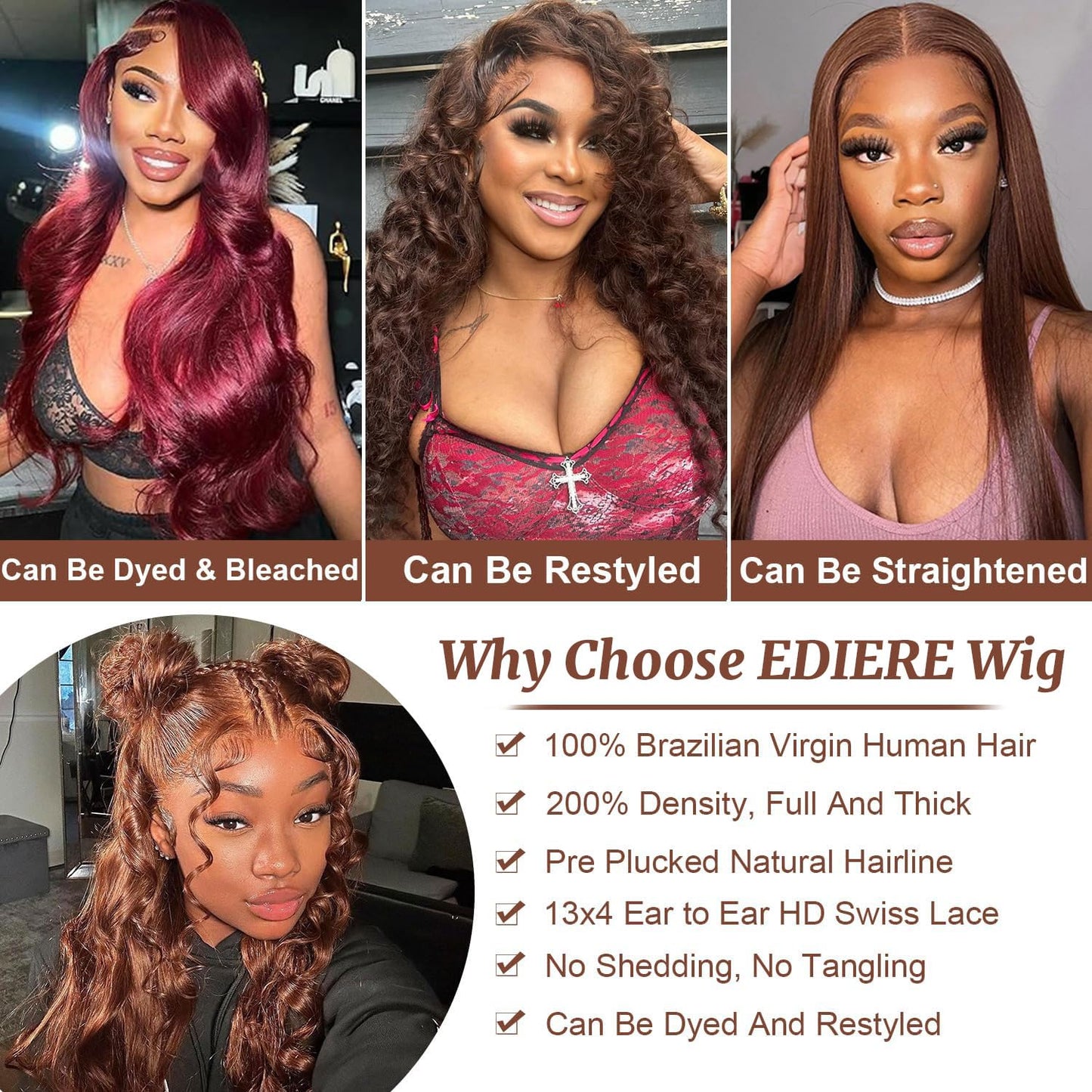 ✨ WIG SALE! ✨ Buy two or more and get 15% OFF! 💥 Body Wave Human Hair Lace Front Wig