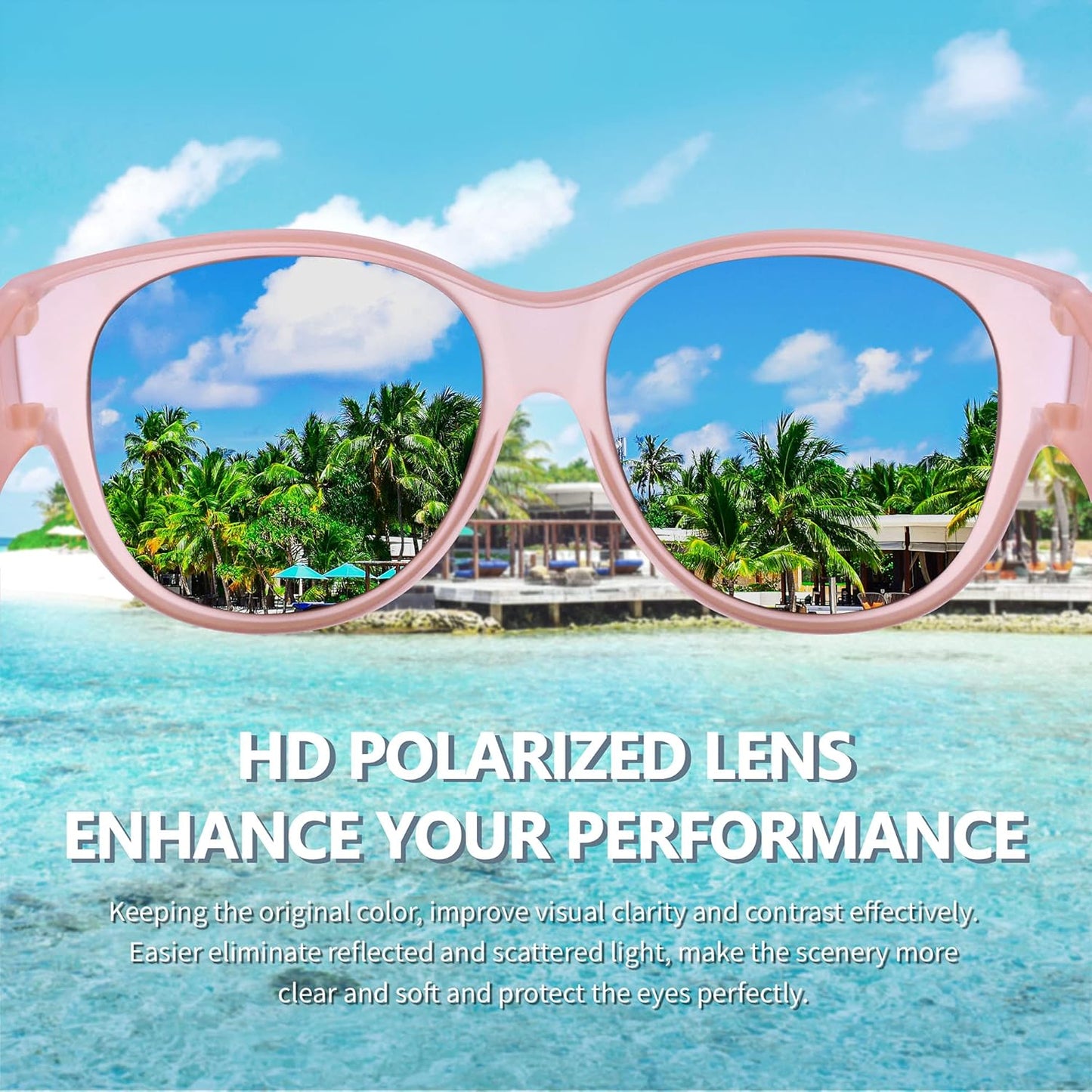 Sunglasses Fit Over Glasses for Women,Protection Sun Glasses Trendy Round Cat Eye.