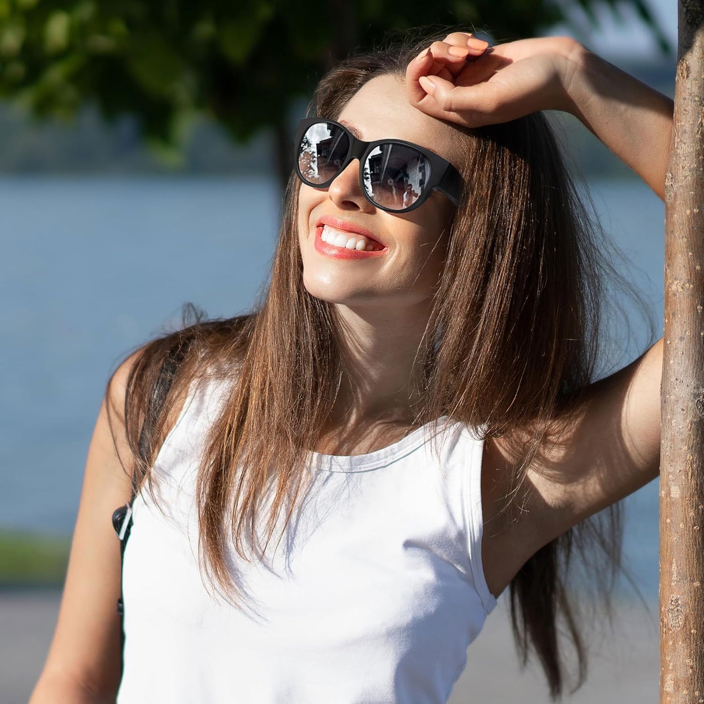 Sunglasses Fit Over Glasses for Women,Protection Sun Glasses Trendy Round Cat Eye.