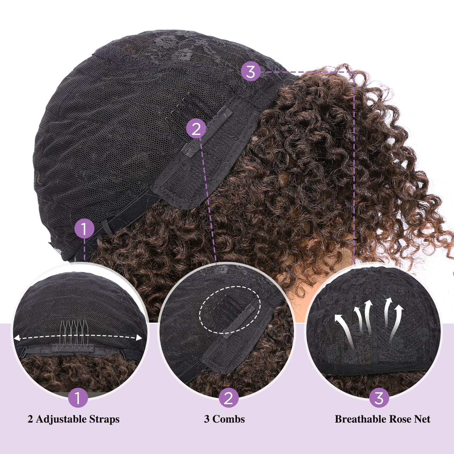 ✨ WIG SALE! ✨Buy two or more and get 15% OFF! 💥 Short Kinky Curly Wigs Side Part Afro Curly Wig