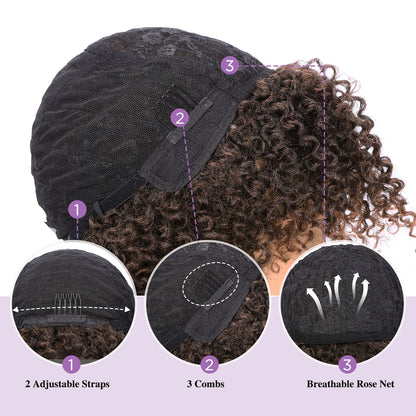 ✨ WIG SALE! ✨Buy two or more and get 15% OFF! 💥 Short Kinky Curly Wigs Side Part Afro Curly Wig