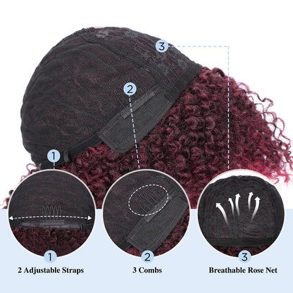 ✨ WIG SALE! ✨Buy two or more and get 15% OFF! 💥 Short Kinky Curly Wigs Side Part Afro Curly Wig